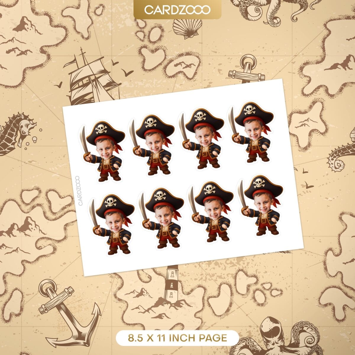 Pirate Custom Face Cupcake Toppers - Image 2