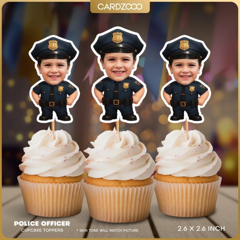 Police Officer Custom Face Cupcake Toppers