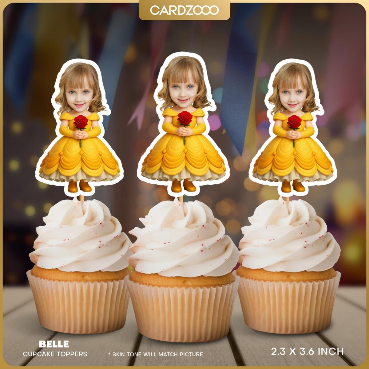 Belle Custom Face Cupcake Toppers