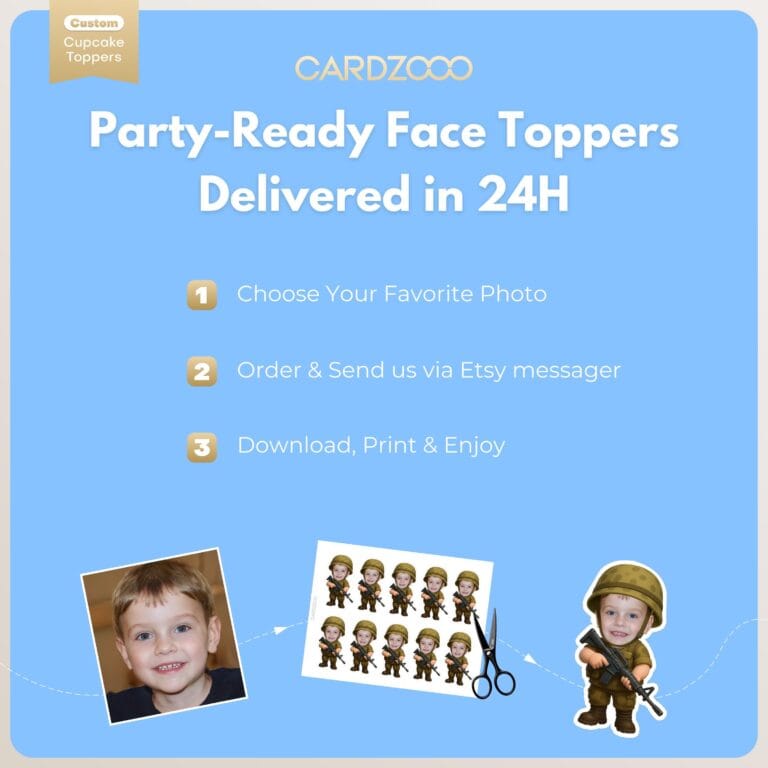 Custom Face Soldier Cupcake Toppers - Image 3