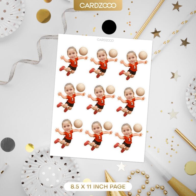 Custom Face Volleyball Cupcake Toppers - Image 2