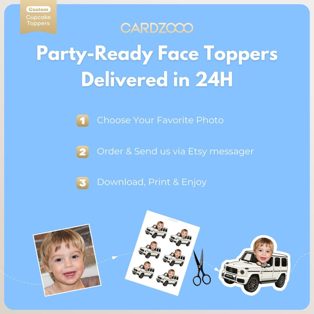 Mercedes AMG G-Class Custom Face Cupcake Toppers - Image 3