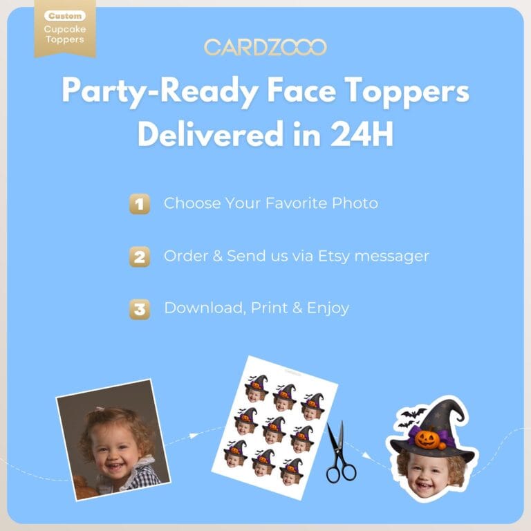 Witch Hat Halloween Custom Face Cupcake Toppers - Image 3