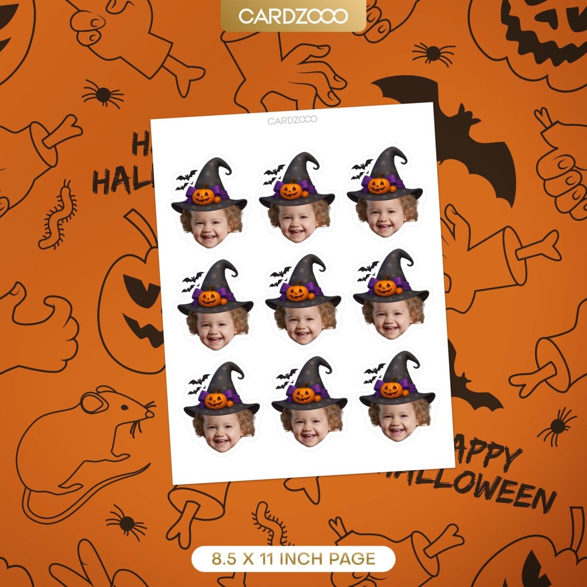 Witch Hat Halloween Custom Face Cupcake Toppers - Image 2