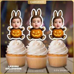 Labubu Halloween Custom Face Cupcake Toppers