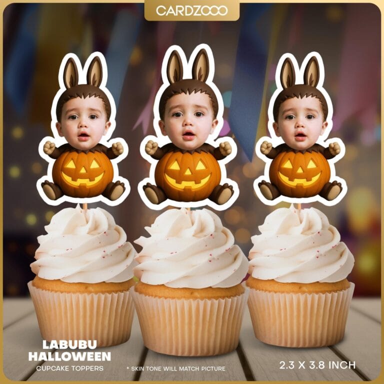 Labubu Halloween Custom Face Cupcake Toppers