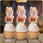 Red Love Heart Labubu Custom Cupcake Toppers