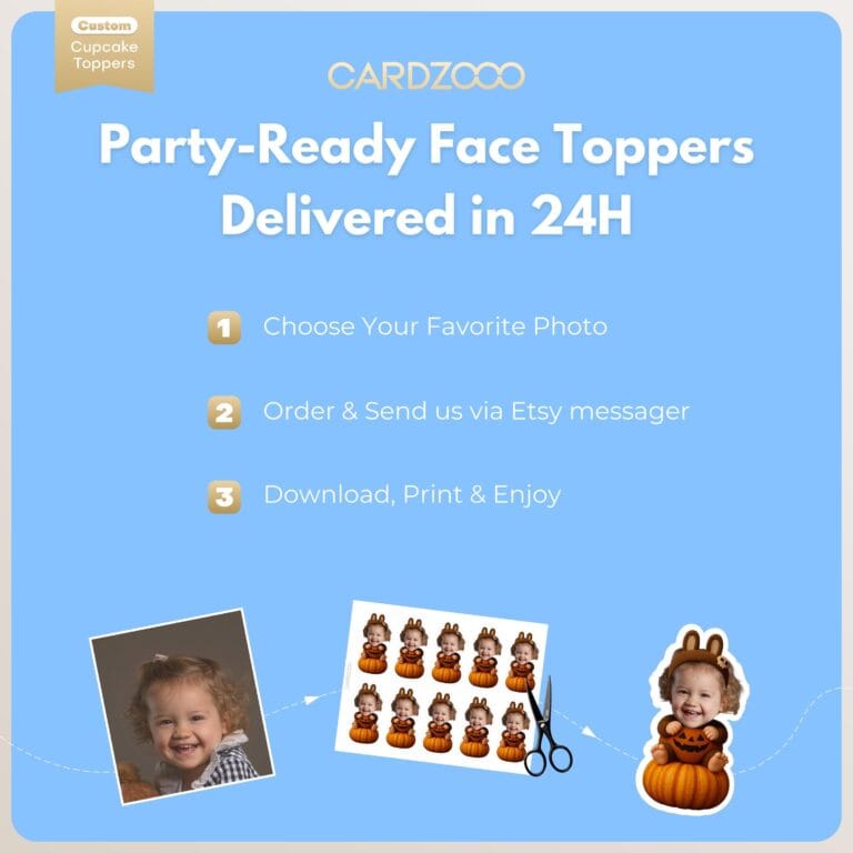 Labubu Pumpkin Halloween Custom Face Cupcake Toppers - Image 3