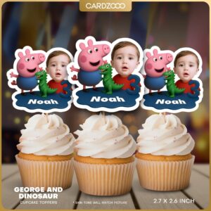 George and Dinosaur Custom Face Cupcake Toppers