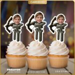 Diamond Level Skeleton Custom Face Cupcake Toppers