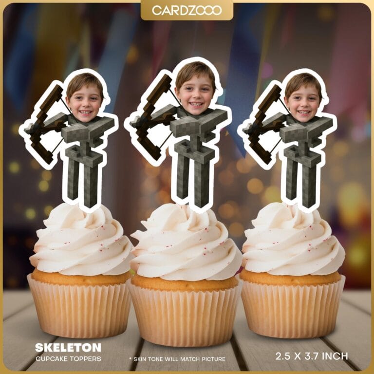 Diamond Level Skeleton Custom Face Cupcake Toppers