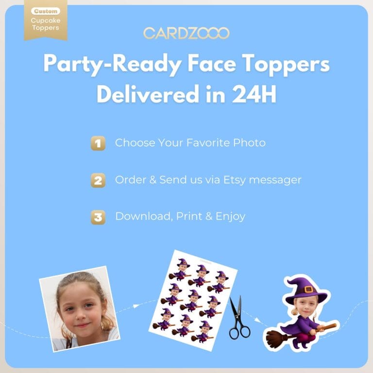 Custom Witch Face Cupcake Toppers - Image 3