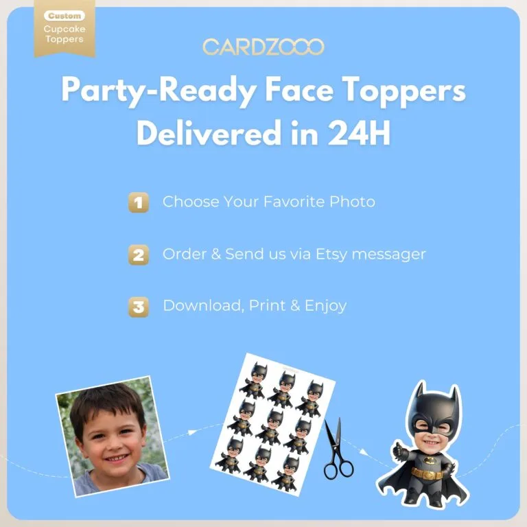 Comic Book Superhero Custom Face Cupcake Toppers - Image 3