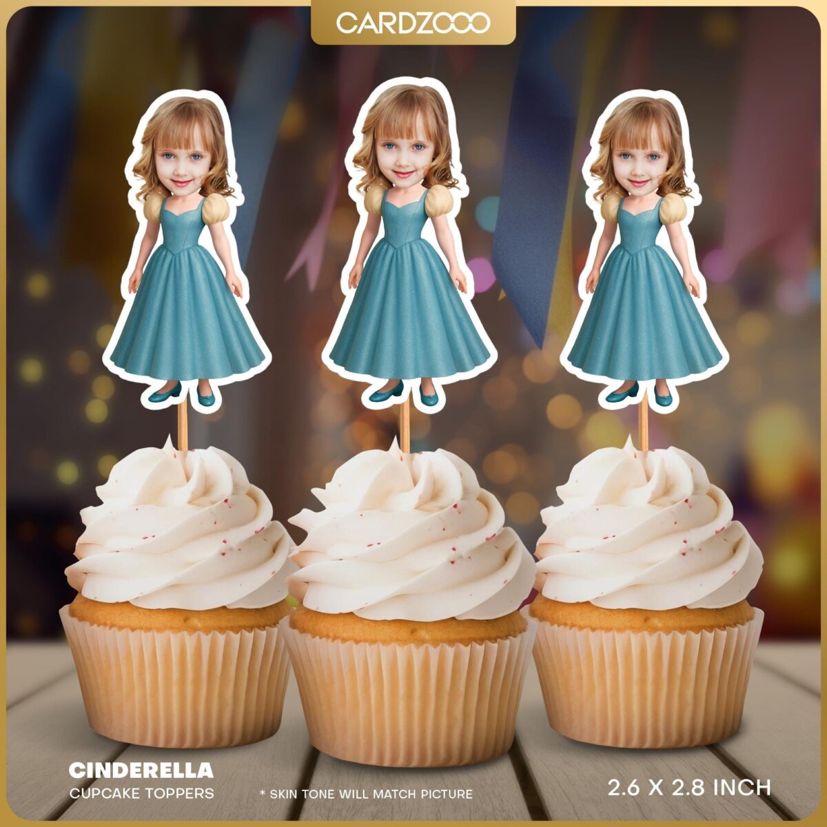 Cinderella Custom Face Cupcake Toppers