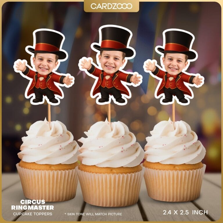 Circus Ringmaster Custom Face Cupcake Toppers