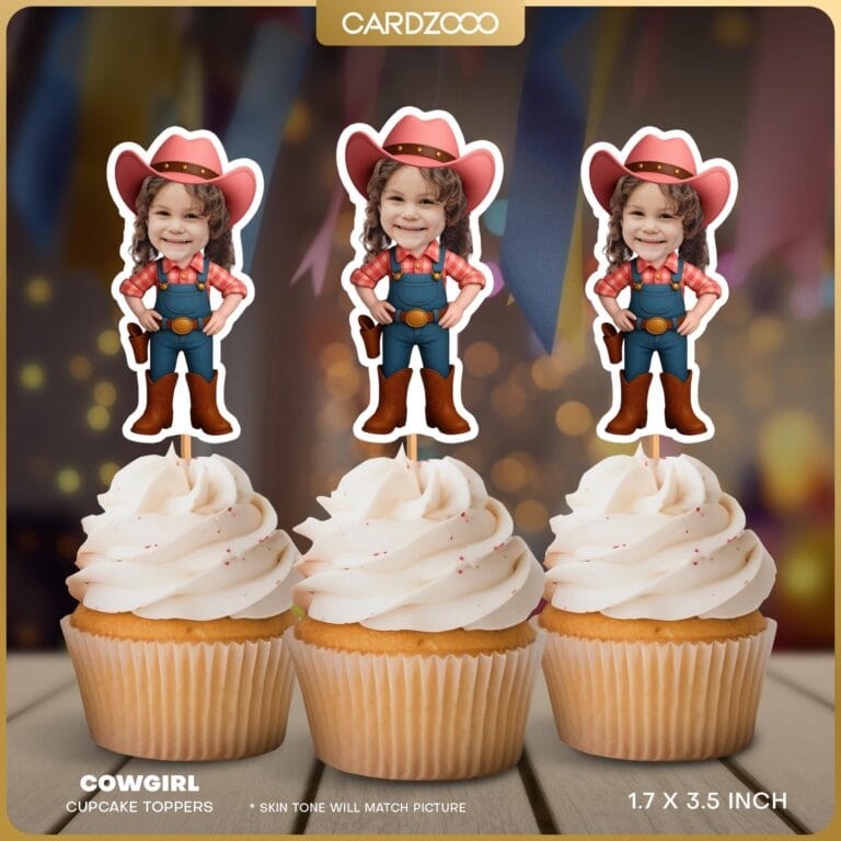 Cowgirl Custom Face Cupcake Toppers