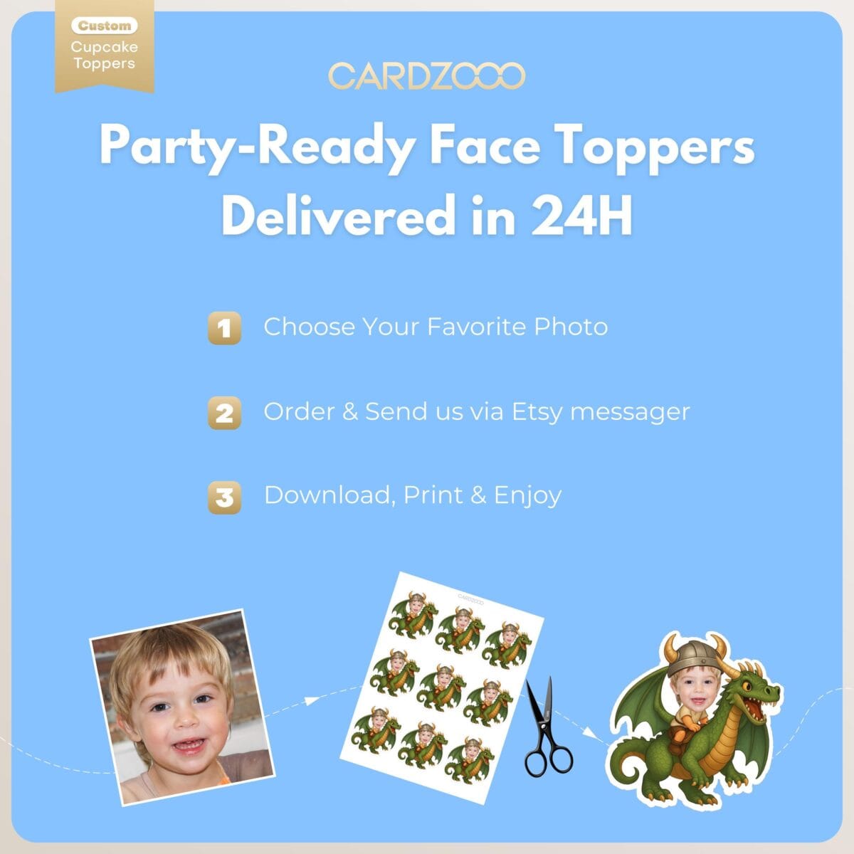 Dragon Rider Custom Face Cupcake Toppers - Image 3