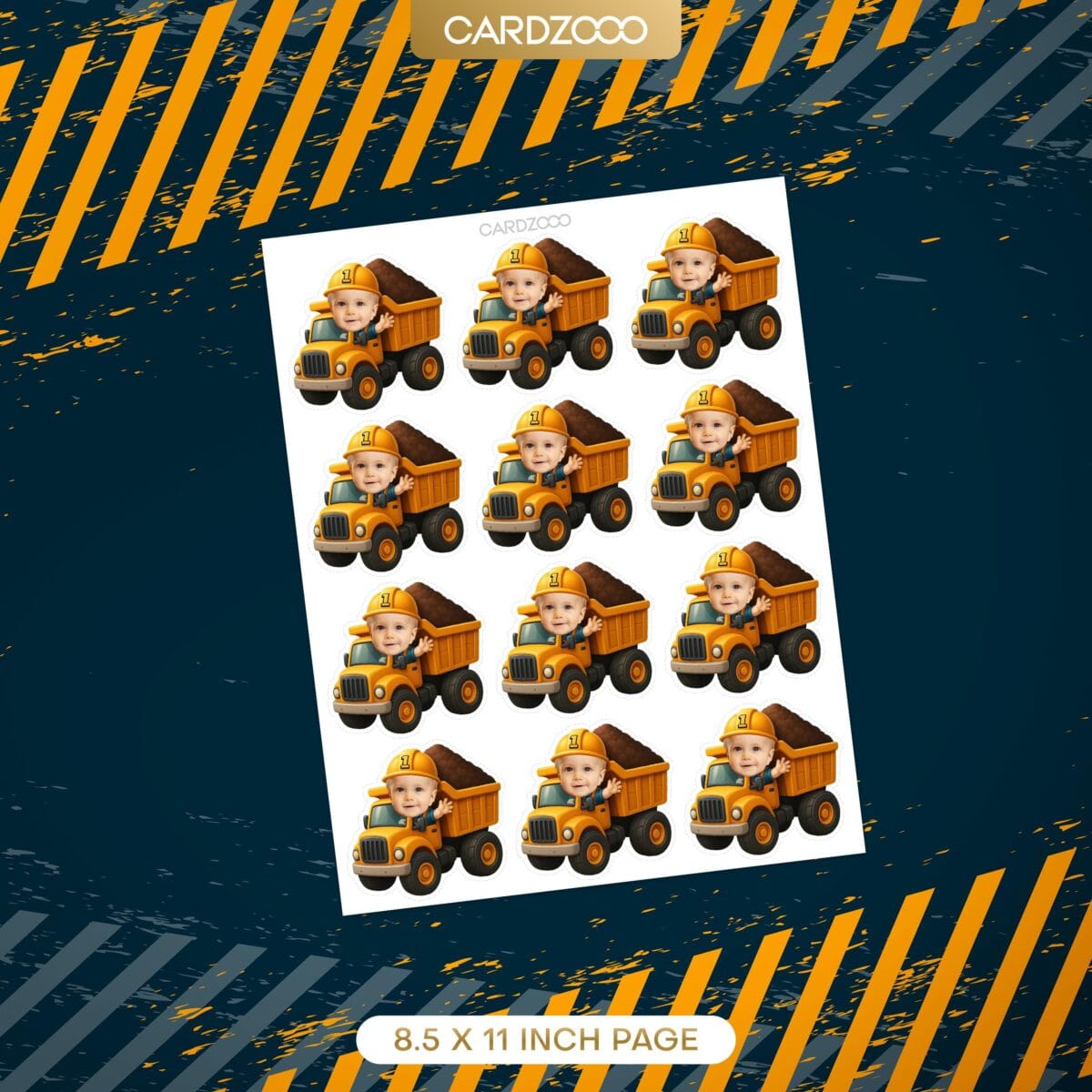 Construction Dump Truck Custom Face Cupcake Toppers - Image 2