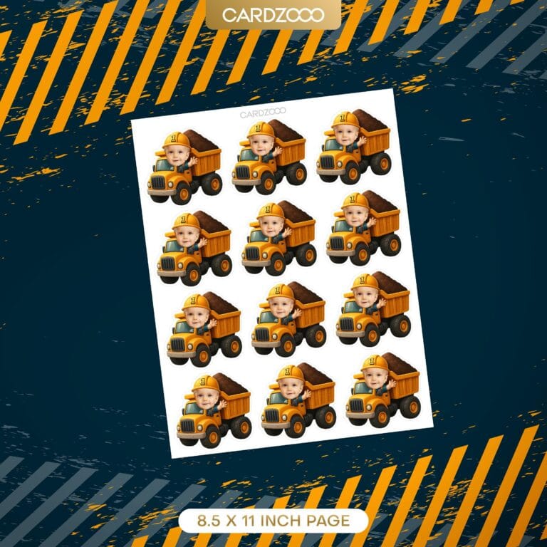 Construction Dump Truck Custom Face Cupcake Toppers - Image 2