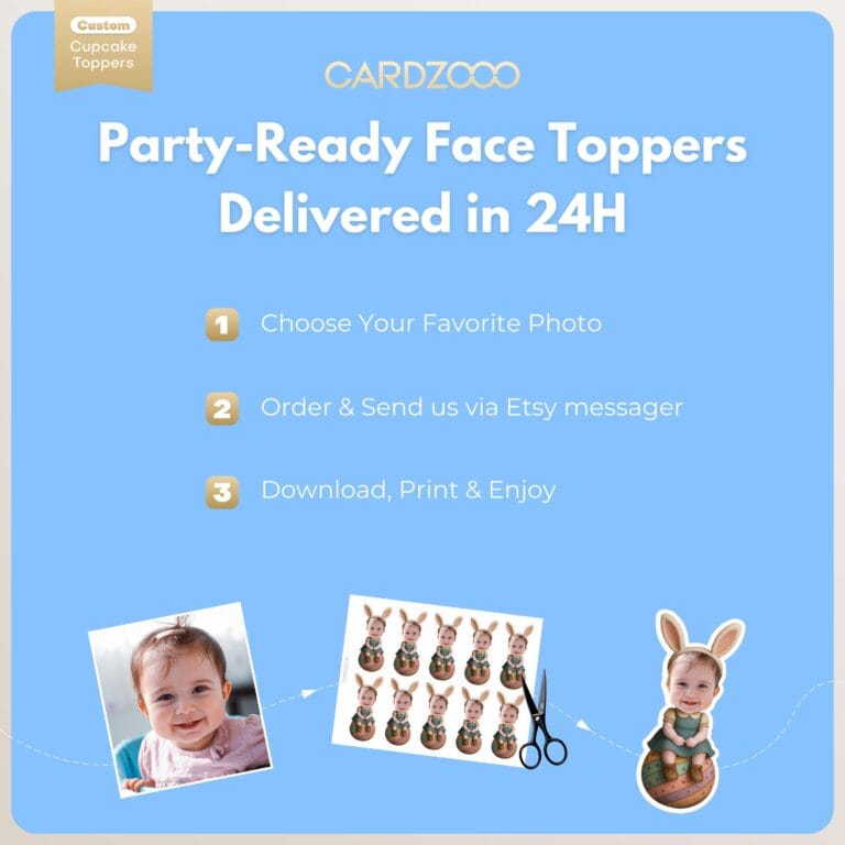 Custom Face Easter Bunny Ears Cupcake Toppers - Image 3