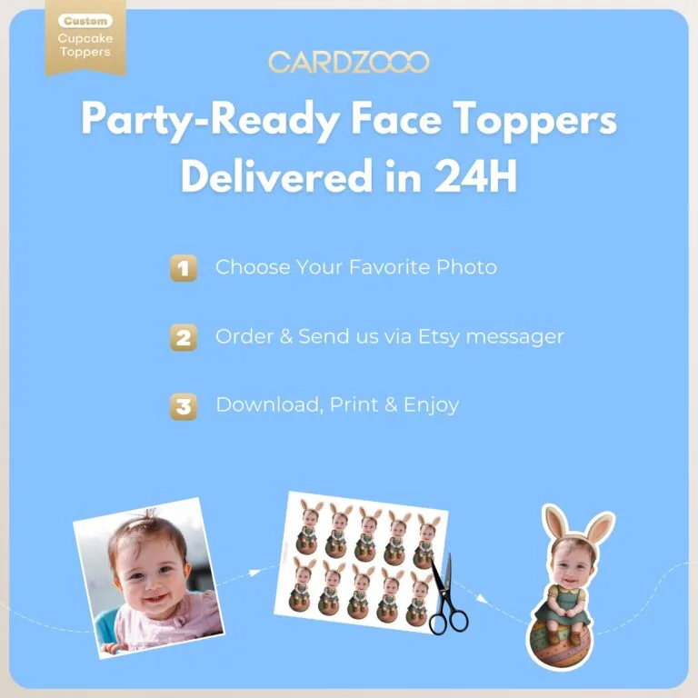 Custom Face Easter Bunny Ears Cupcake Toppers - Image 3