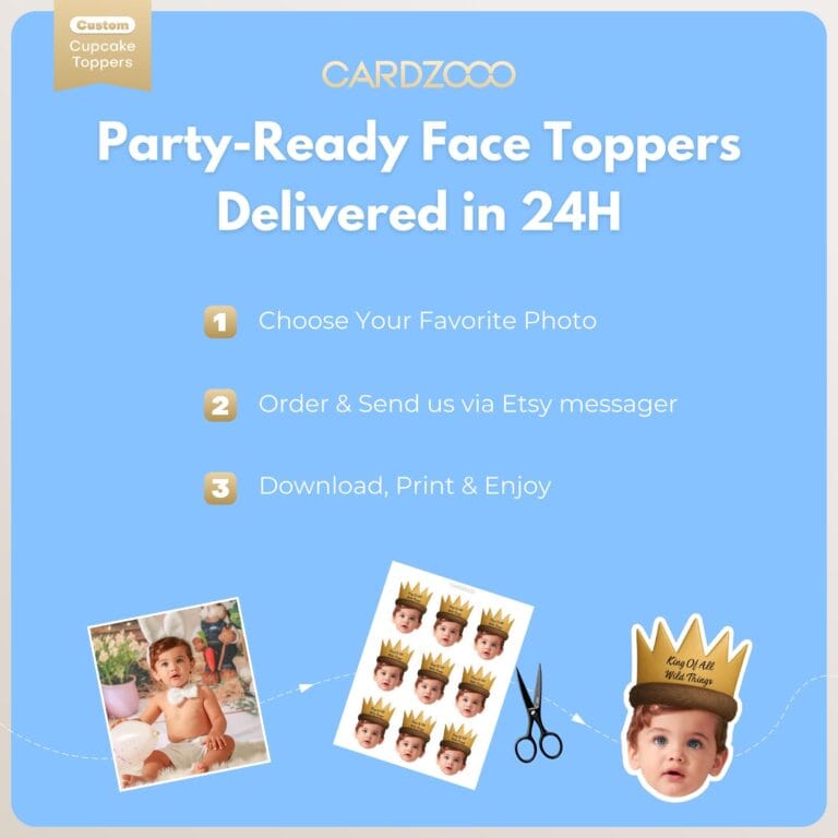King Of All Wild Things Custom Face Cupcake Toppers - Image 3