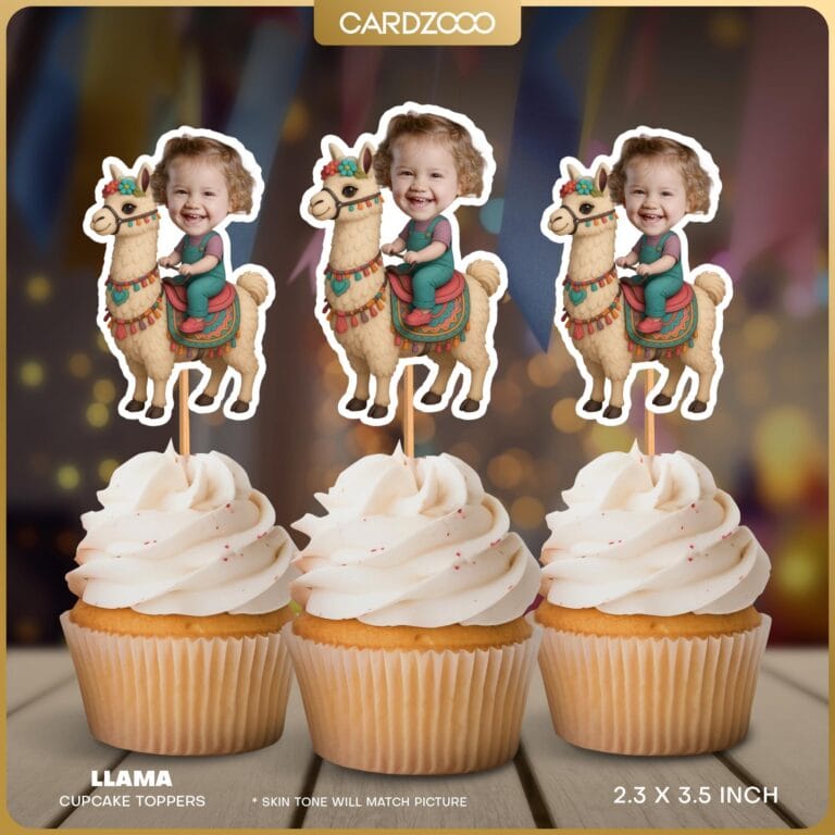 Llama Custom Face Cupcake Toppers