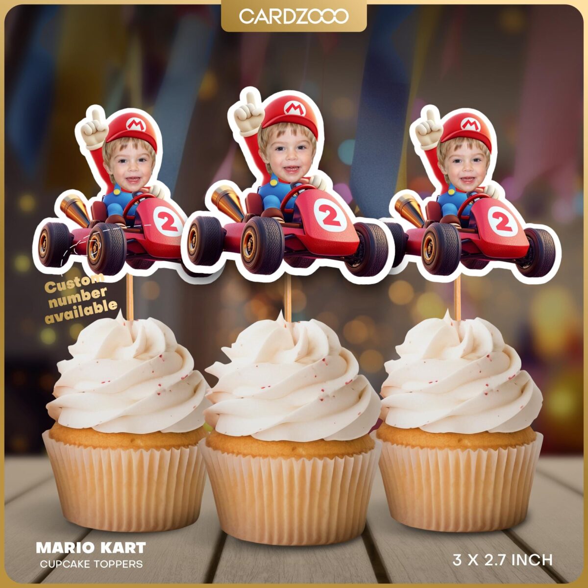 Super Mario Kart Custom Face Cupcake Toppers