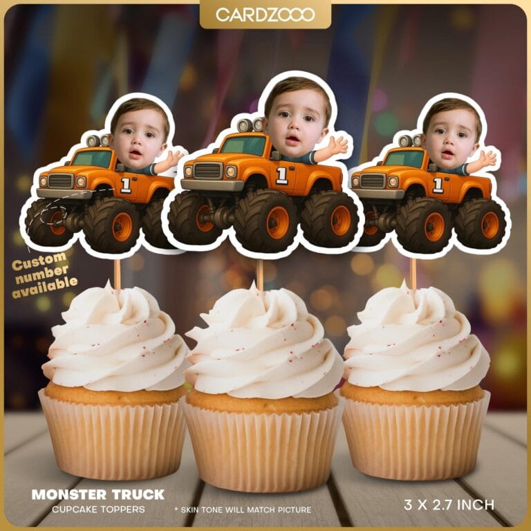Monster Truck Custom Face Cupcake Toppers