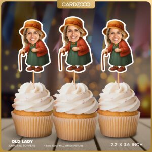 Old Lady Personalized Face Cupcake Toppers