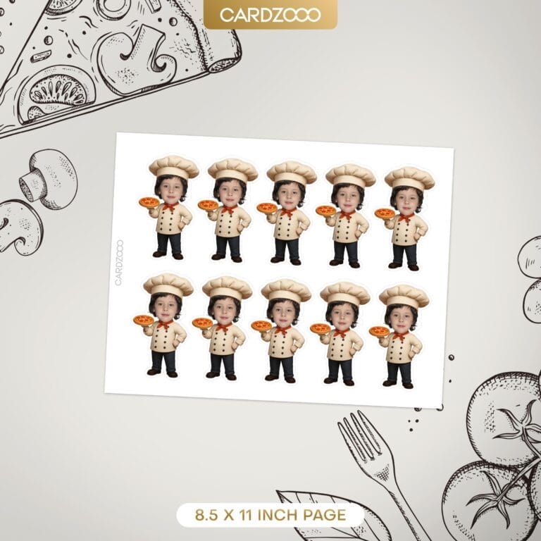 Pizza Chef Pizza Party Custom Face Cupcake Toppers - Image 2