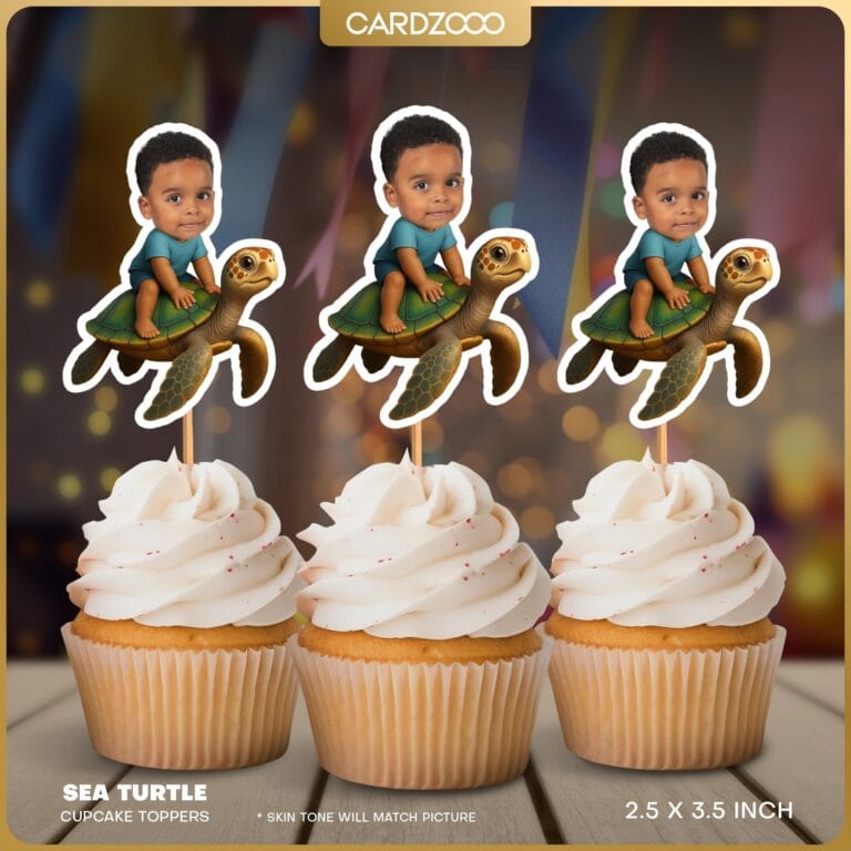 Sea Turtle Custom Face Cupcake Toppers