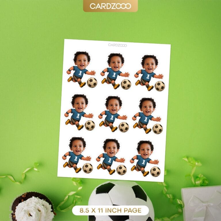Blue Jersey Soccer Custom Face Cupcake Toppers - Image 2