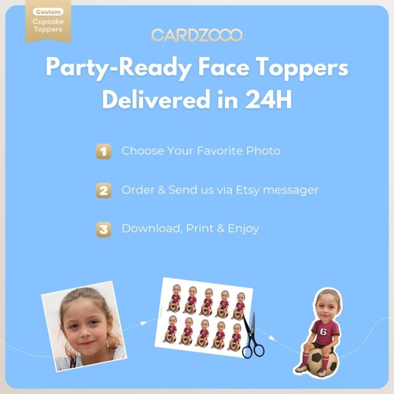 Custom Face Soccer Cupcake Toppers - Image 3