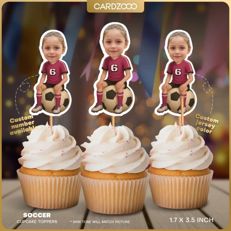 Custom Face Soccer Cupcake Toppers