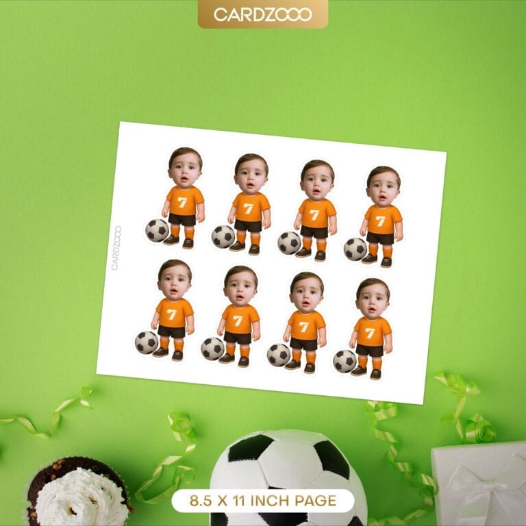 Soccer Custom Face Cupcake Toppers Orange Jersey - Image 2