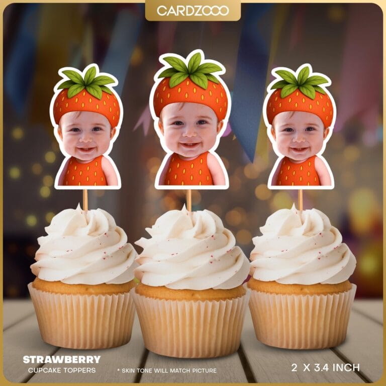 Strawberry Custom Face Cupcake Toppers