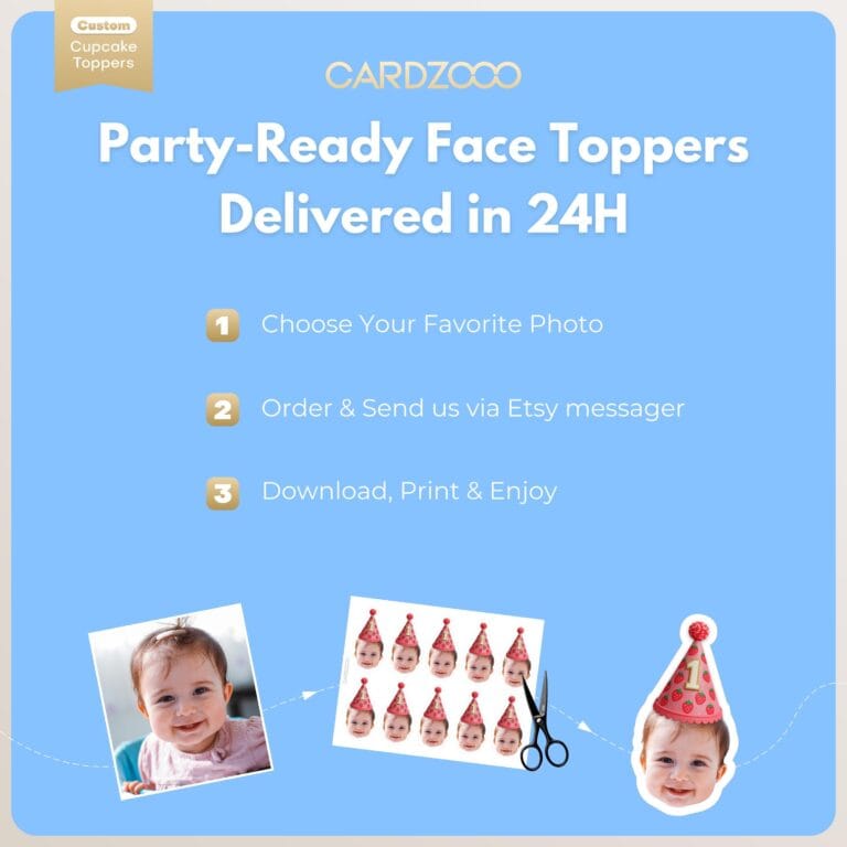Strawberry Birthday Custom Face Cupcake Toppers - Image 3