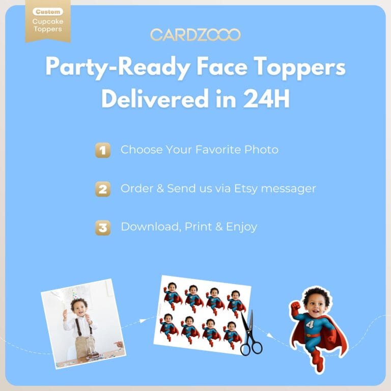 Custom Face Superhero Boy Cupcake Toppers - Image 3