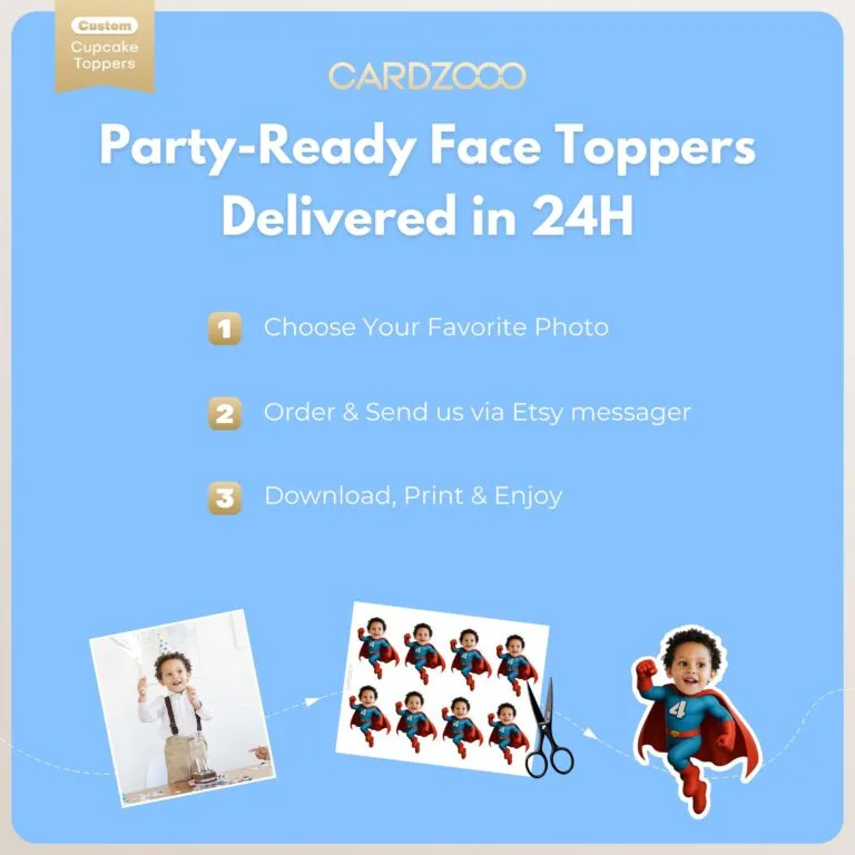 Custom Face Superhero Boy Cupcake Toppers - Image 3