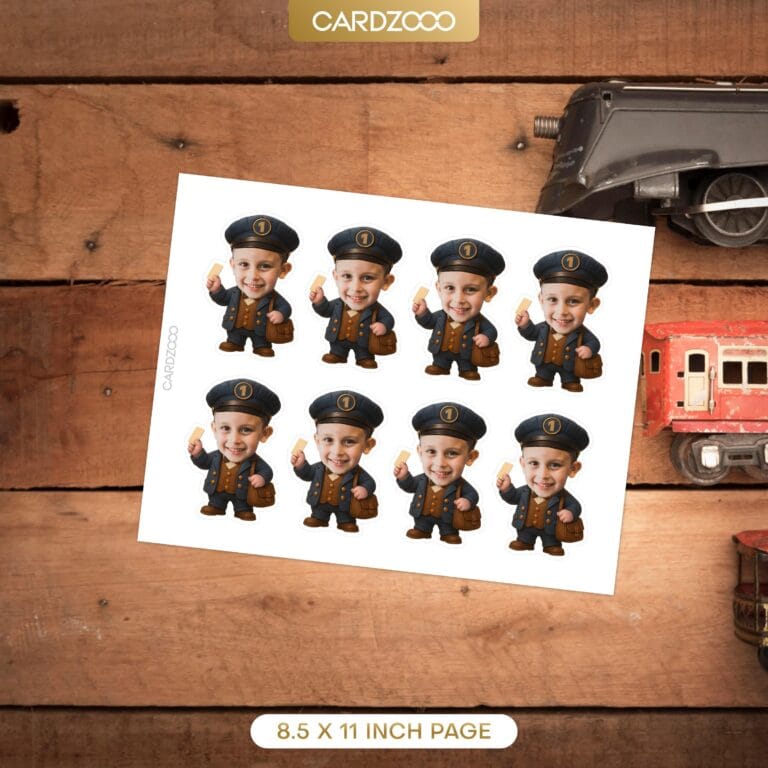 Custom Face Train Conductor Cupcake Toppers - Image 2