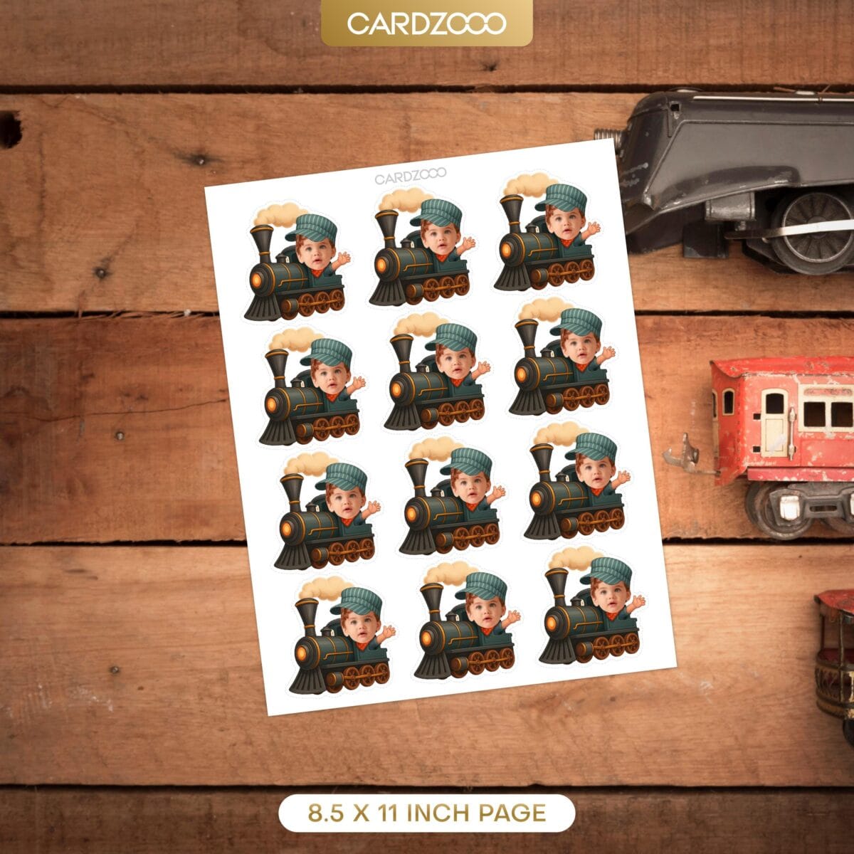 Steam Train Conductor Custom Face Cupcake Toppers - Image 2