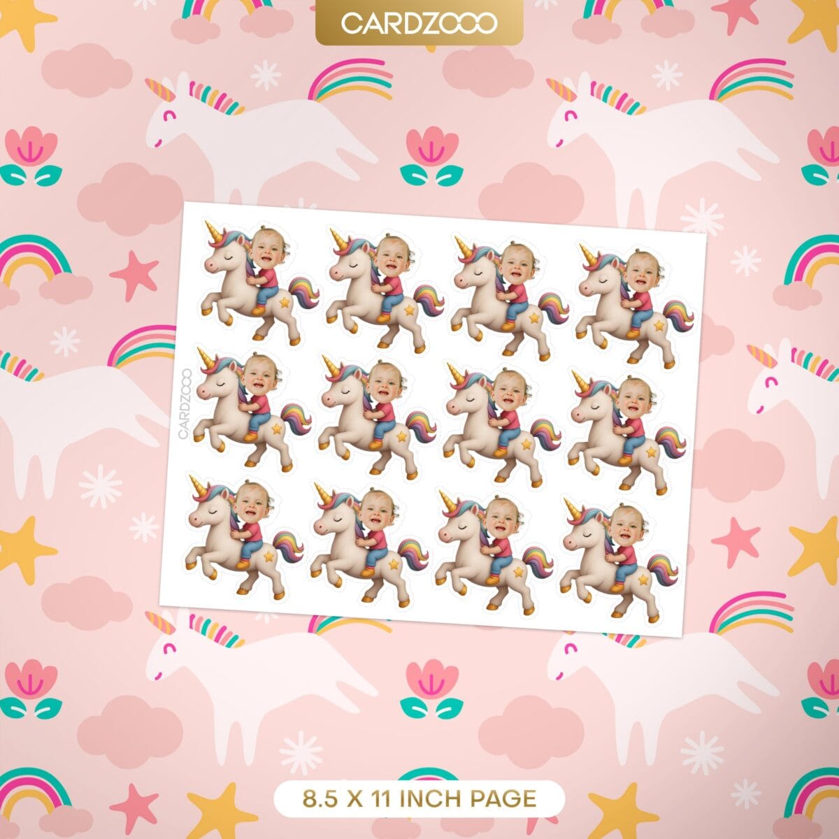 Unicorn Custom Face Cupcake Toppers - Image 2