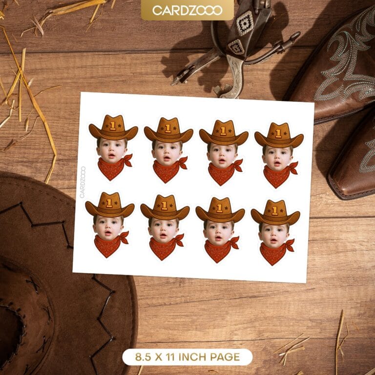 Western Outlaw Cowboy Rodeo Custom Face Cupcake Toppers - Image 2