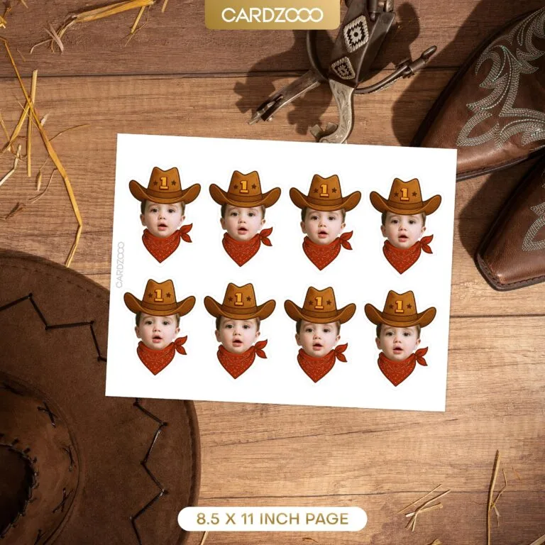 Western Outlaw Cowboy Rodeo Custom Face Cupcake Toppers - Image 2
