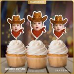 Western Outlaw Cowboy Rodeo Custom Face Cupcake Toppers