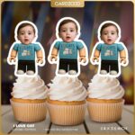 I Love Cats Brick Custom Face Cupcake Toppers