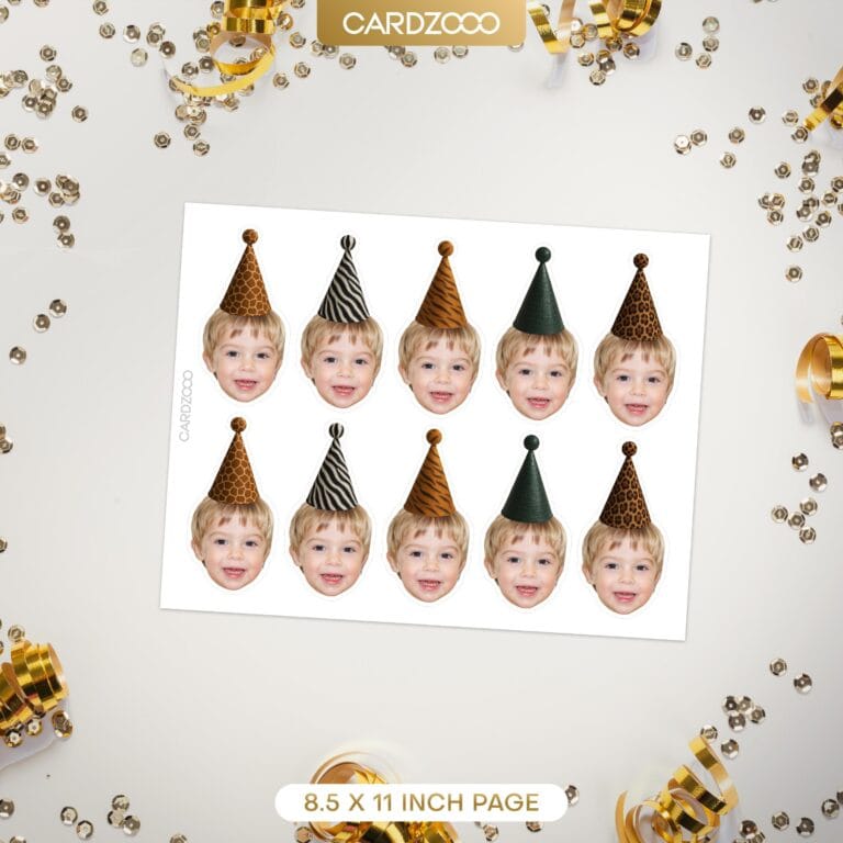 Safari Party Hat Custom Face Cupcake Toppers - Image 2
