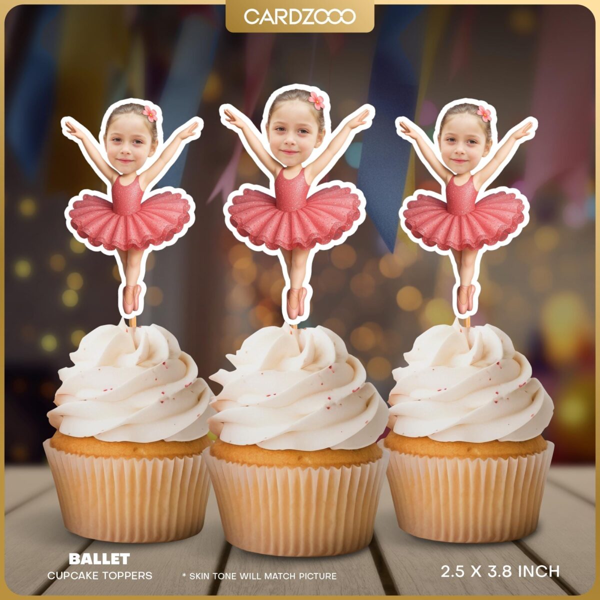 Ballerina Custom Face Cupcake Toppers