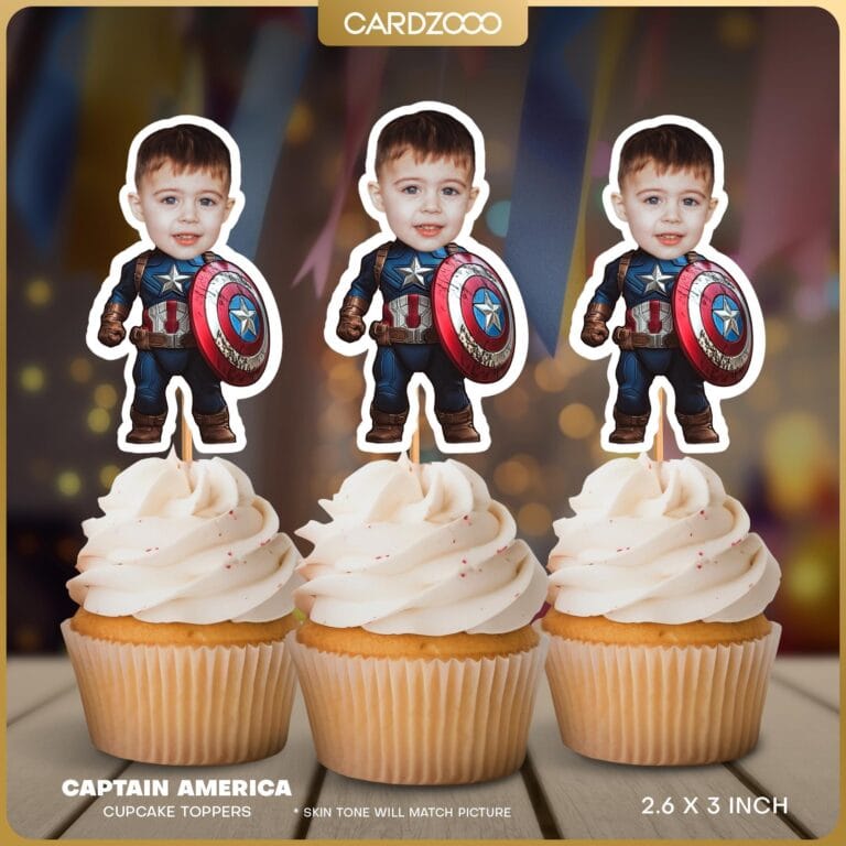 Captain America Custom Face Cupcake Toppers